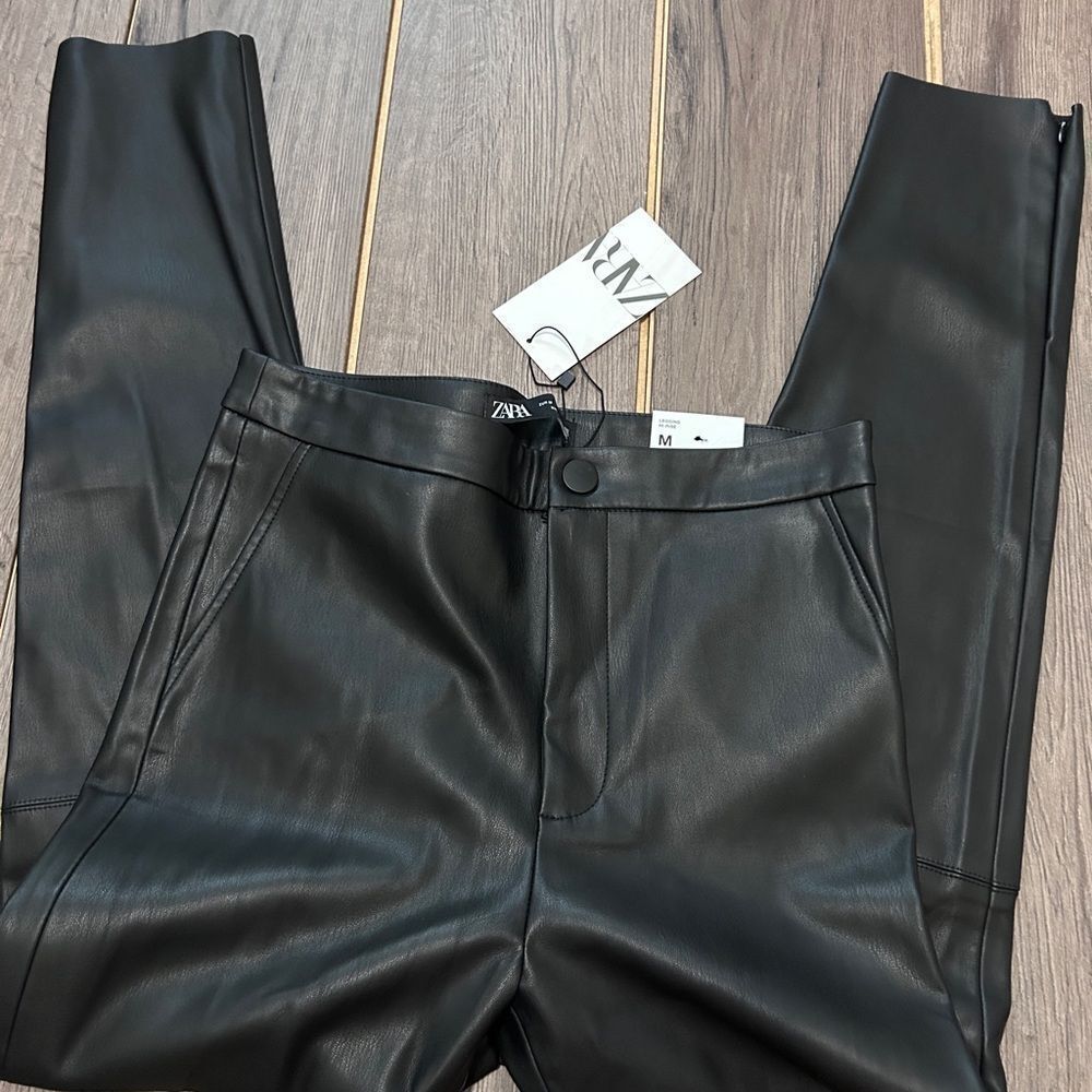 Zara Black Leather Legging High Rise